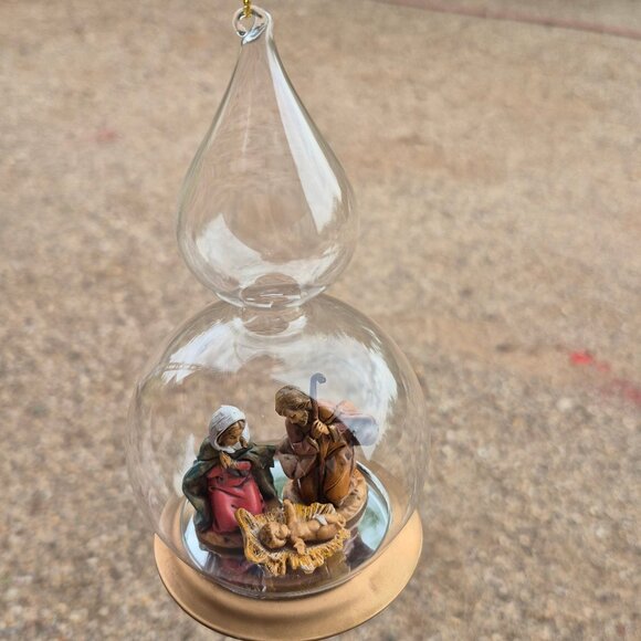 Fontanini Holy Family Blown Glass Tear Drop Christmas Ornament Vintage 90's - Picture 16 of 16